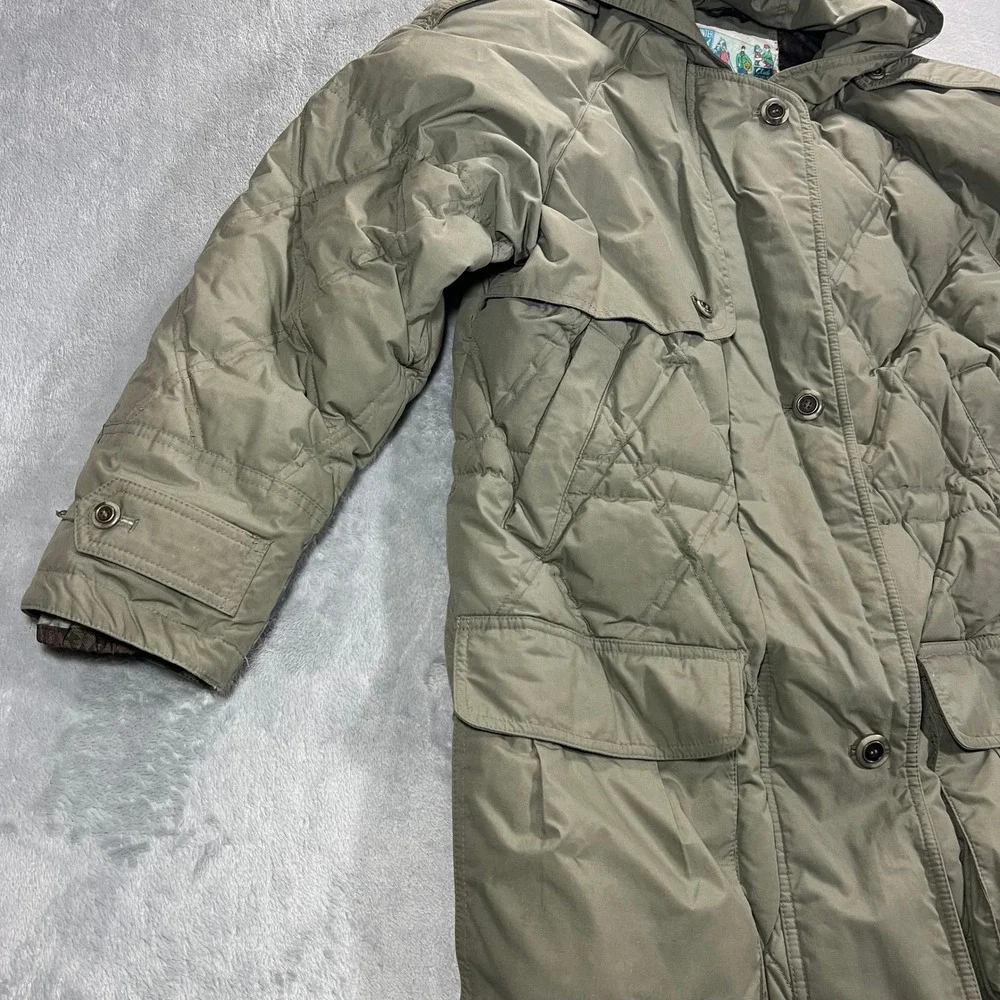 Winter Club Cyclone Down Parka Mens Small Olive Green Quilted Hooded Vintage